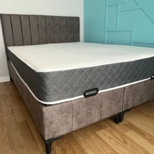 Çift Kişilik Koyu Gri Baza Başlık Yatak Seti